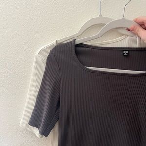 2pack bundle: Uniqlo square neck ribbed shirts XS